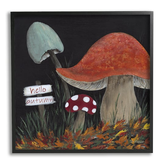 Stupell Industries Hello Autumn Woodland Mushroom Forest Framed Giclee Art